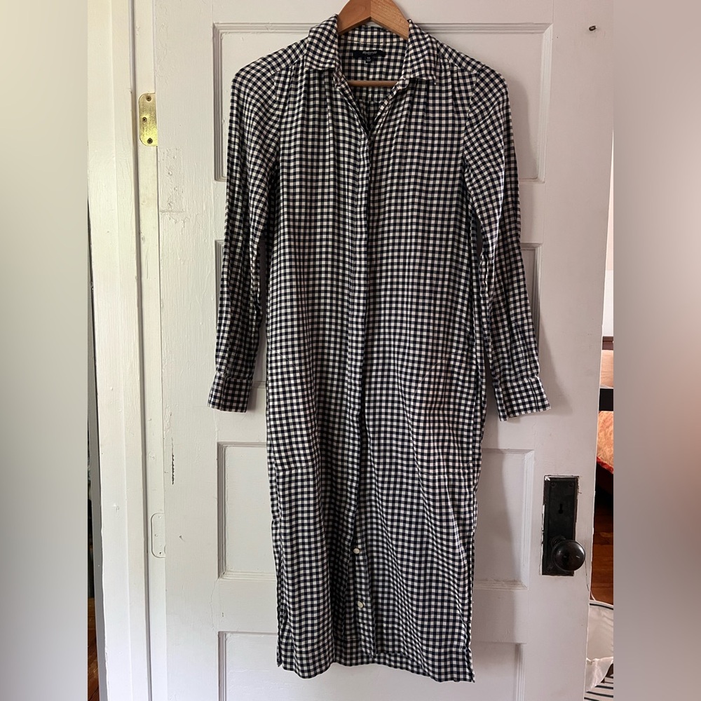 Madewell Blue and White Checked Shirt Dress